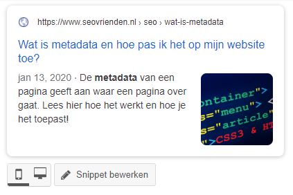 Yoast metadata bewerken