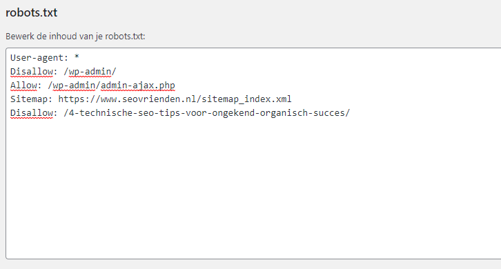 Voorbeeld robots txt bestand SEO vrienden